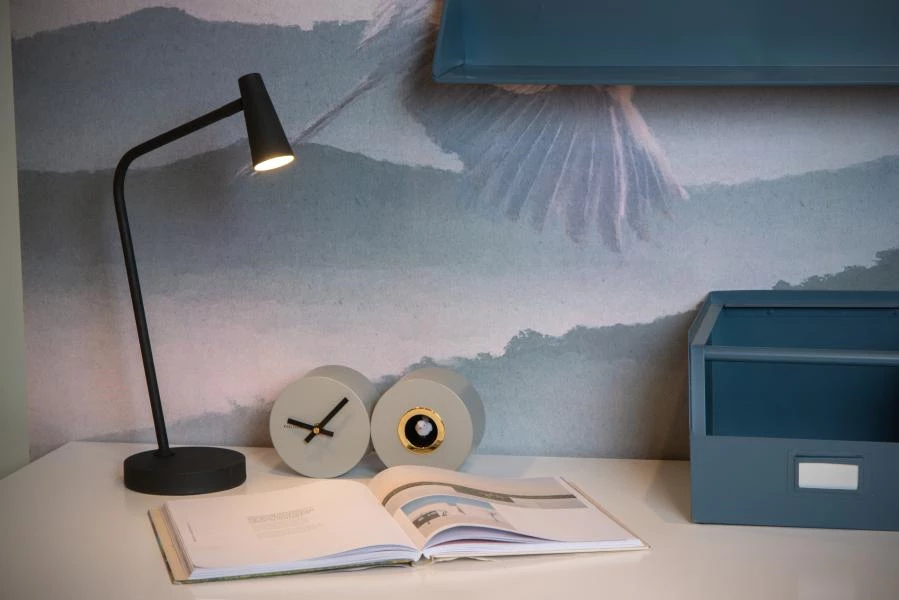 Lucide STIRLING - Lampe de bureau Rechargeable - Batterie/Piles - LED 3 StepDim - 1x3W 2700K - Noir - ambiance 1